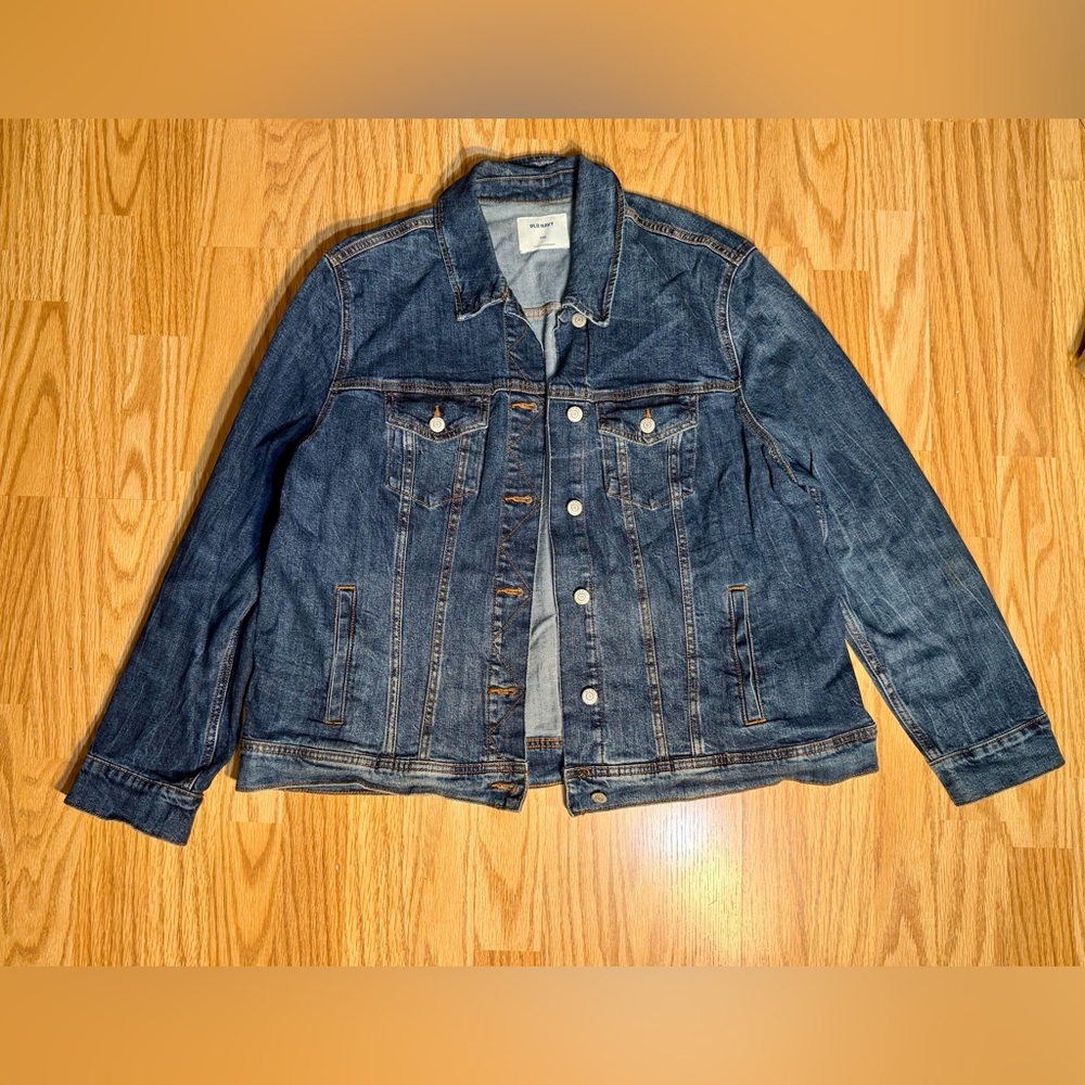Old Navy Women’s Denim Jacket XXL Stone Wash Blue Classic Button Front